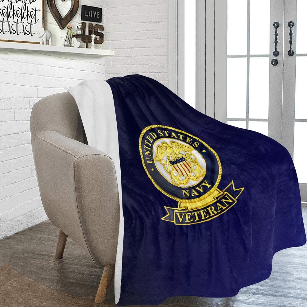Custom United States Navy Veteran 60X80 Inch Flannel Fleece Monogram Blanket