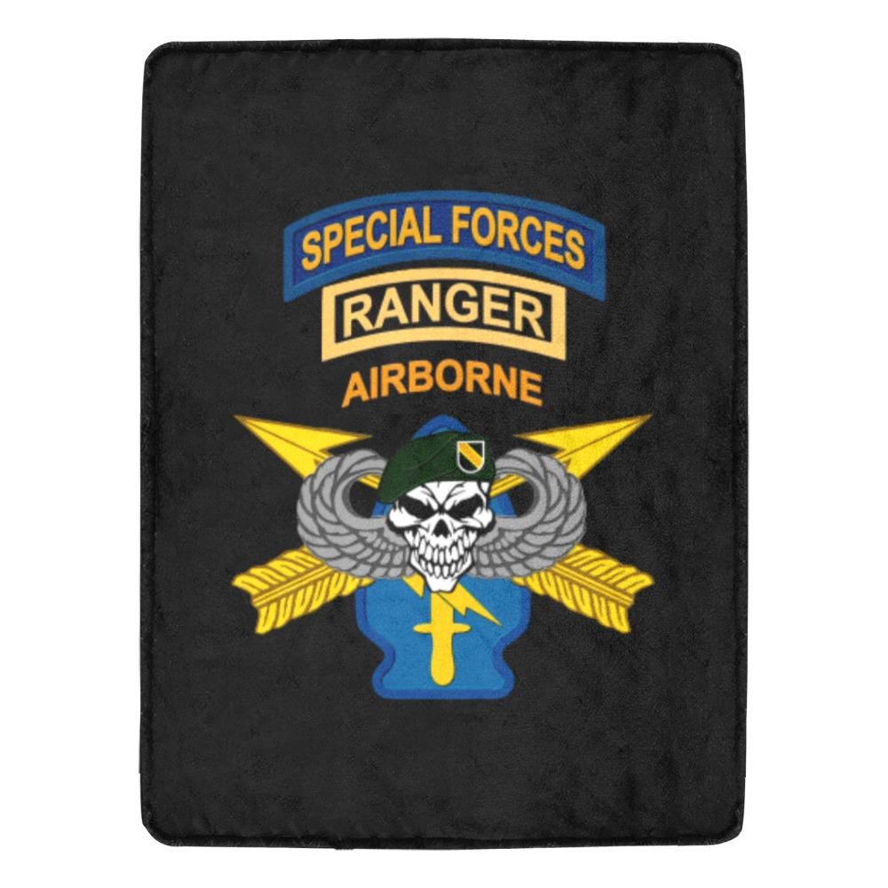 Custom U.S. Army Airborne Ranger Flannel Fleece 60X80 Inch Monogram Blanket