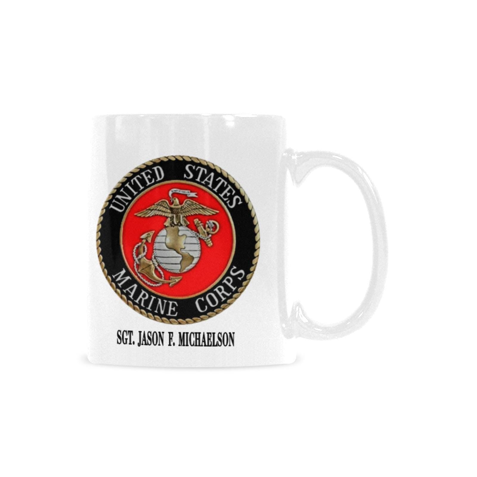 Custom USMC Marine Corp (2) Sided Insignia Monogram Coffee Mug Cup