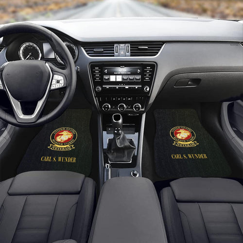 Custom 2 PCS USMC Marine Corp Veteran Monogram Car Floor Mats