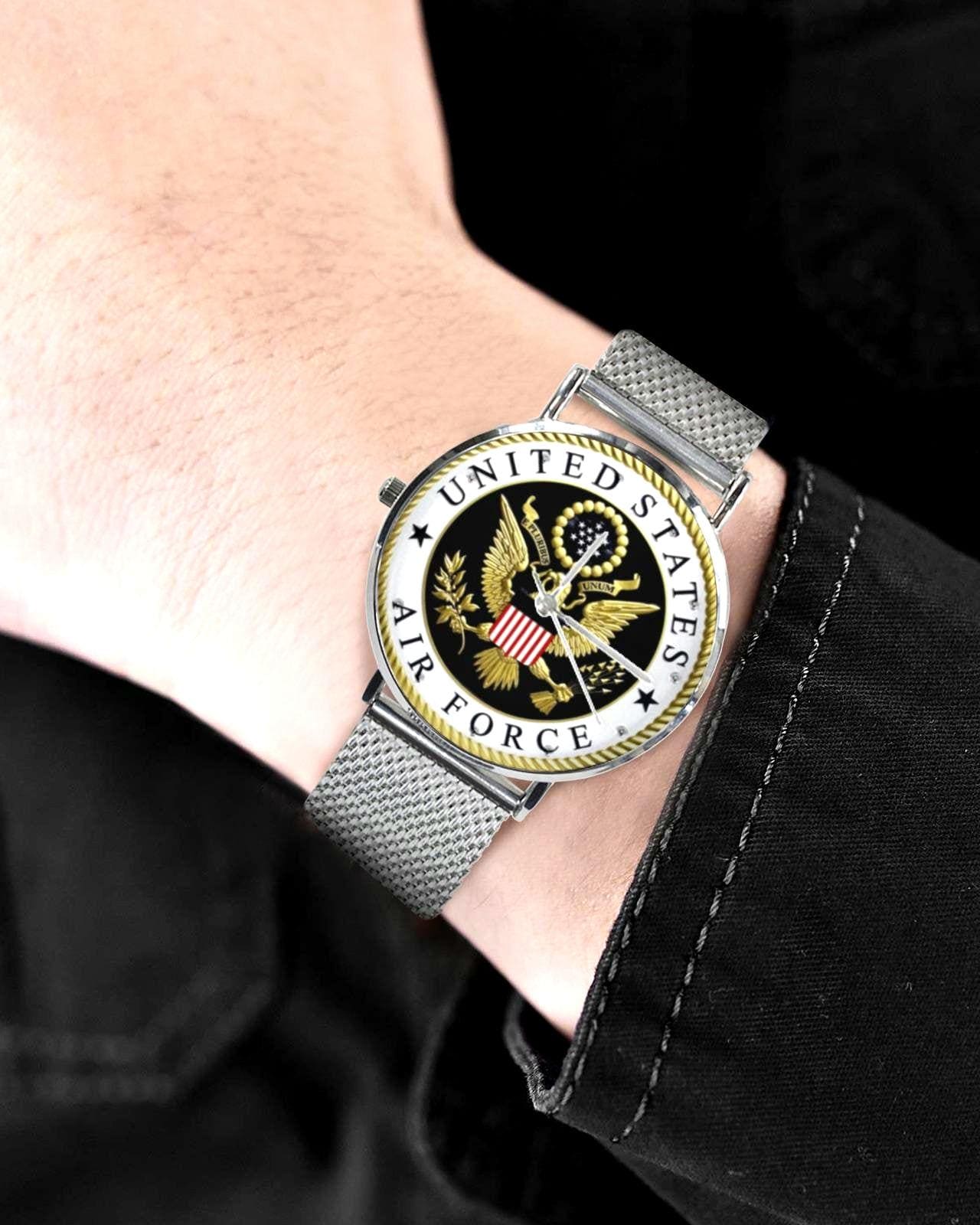 Men's U.S. Air Force Custom 40MM All Stainless Steel Monogram Quartz Watch