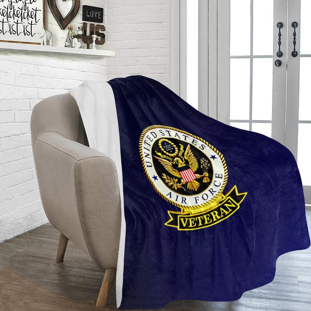 Custom United States Air Force Veteran Custom 60X80 Inch Microfiber Monogram Blanket