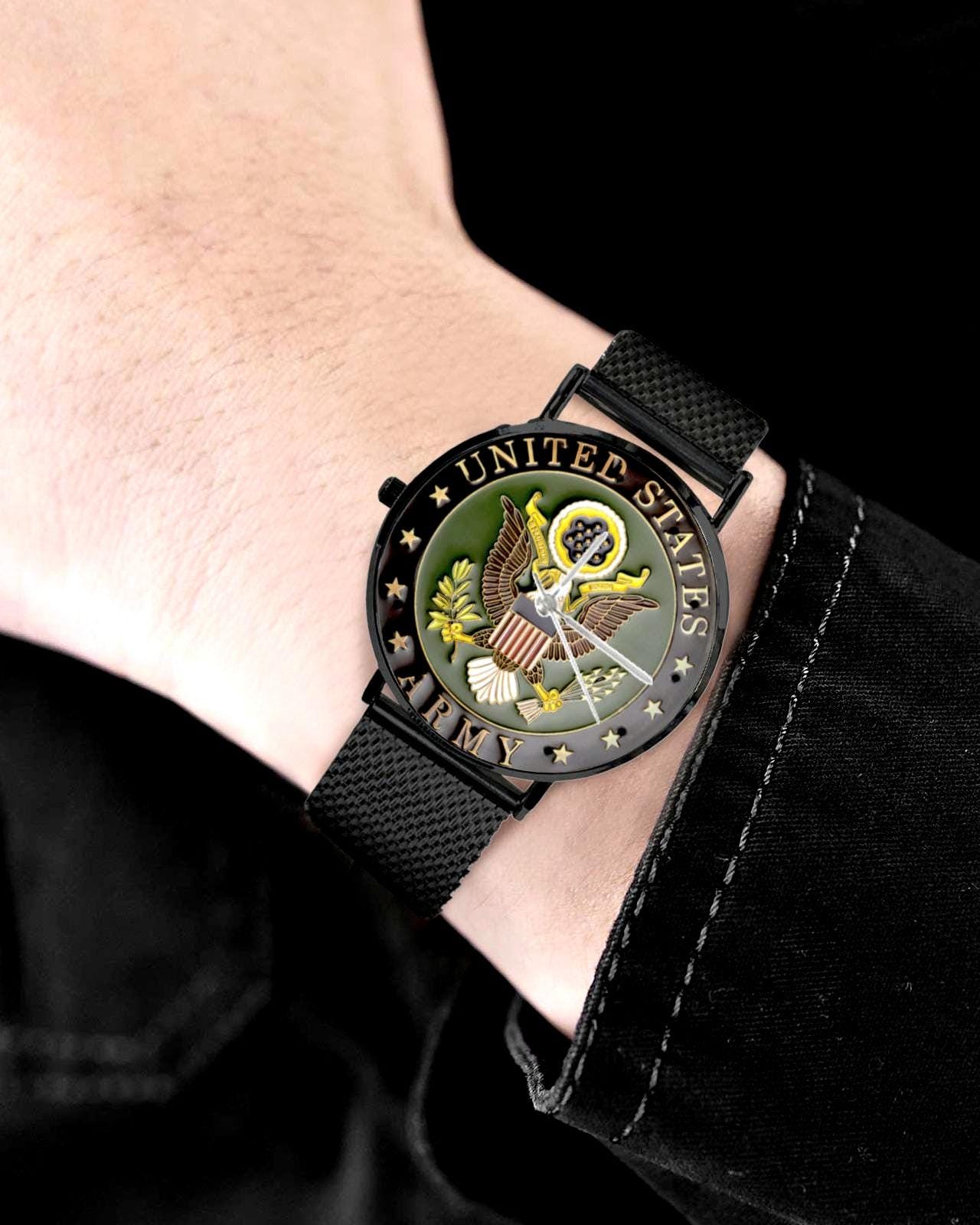 Men's U.S. Army Custom 40MM All Stainless Steel Monogram Quartz Watch