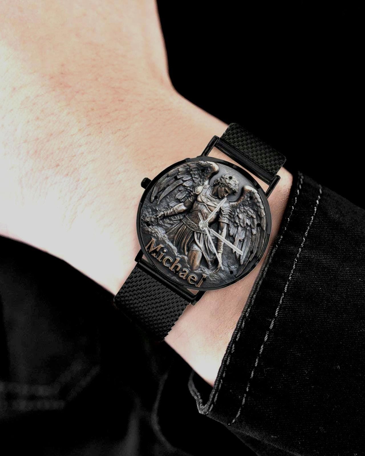 Men's Saint Michael 3D 40MM All Stainless Steel Monogram Quartz Watch