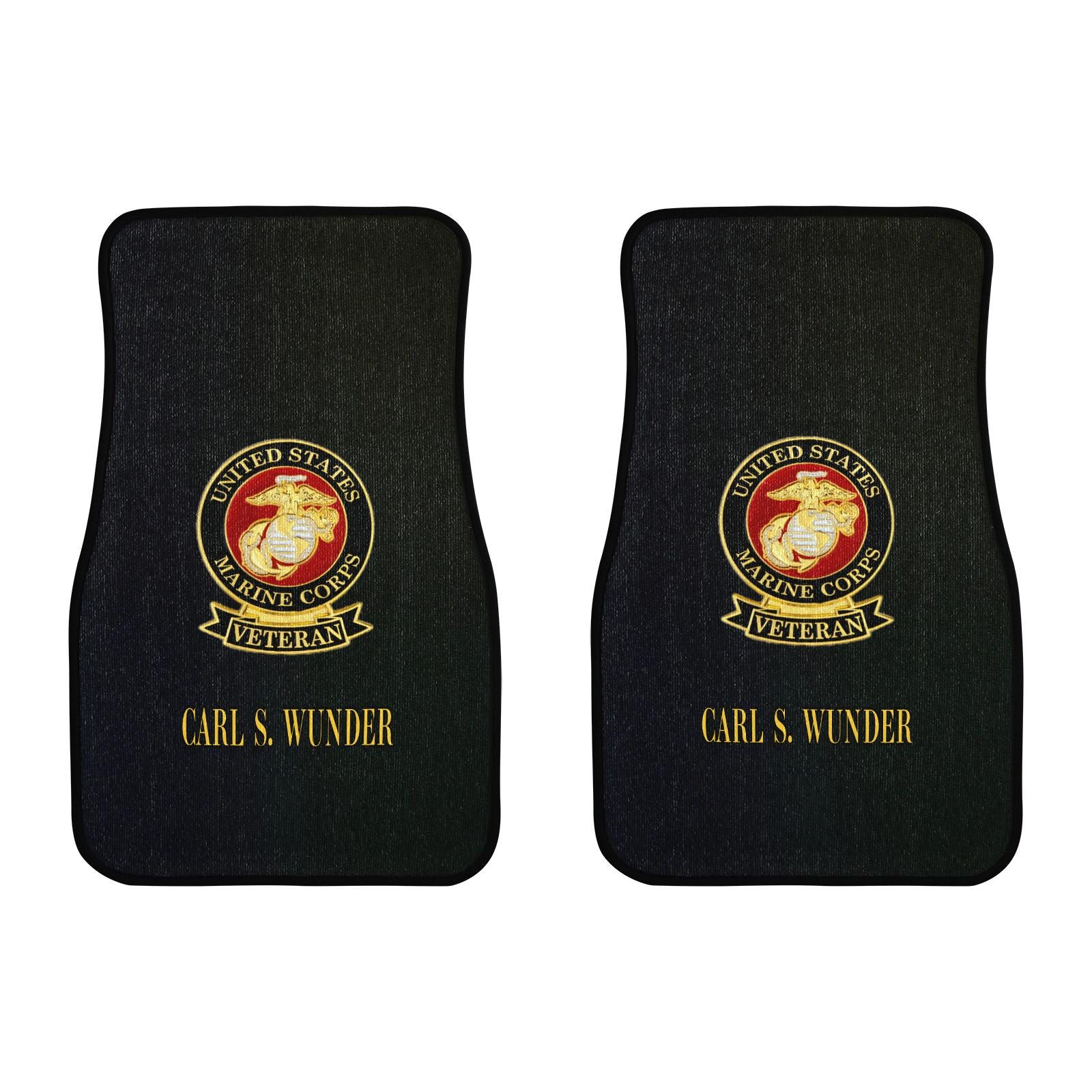 Custom 2 PCS USMC Marine Corp Veteran Monogram Car Floor Mats