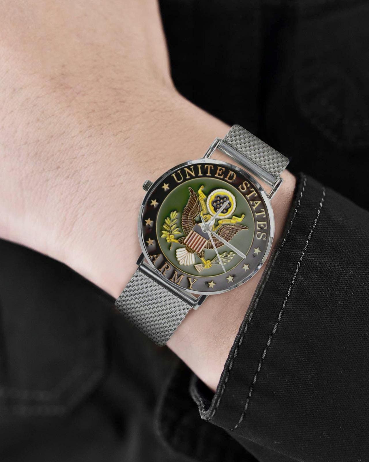 Men's U.S. Army Custom 40MM All Stainless Steel Monogram Quartz Watch