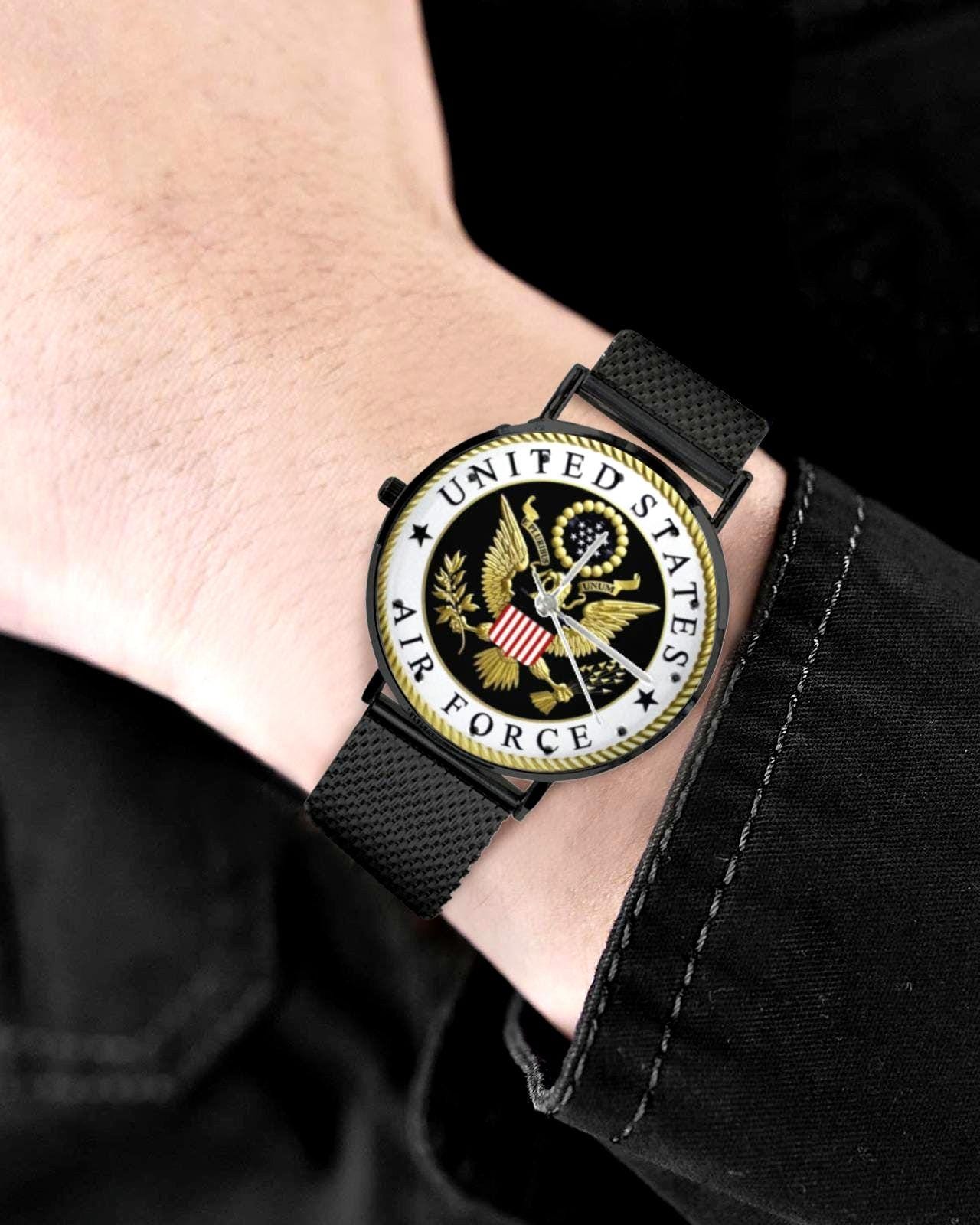 Men's U.S. Air Force Custom 40MM All Stainless Steel Monogram Quartz Watch