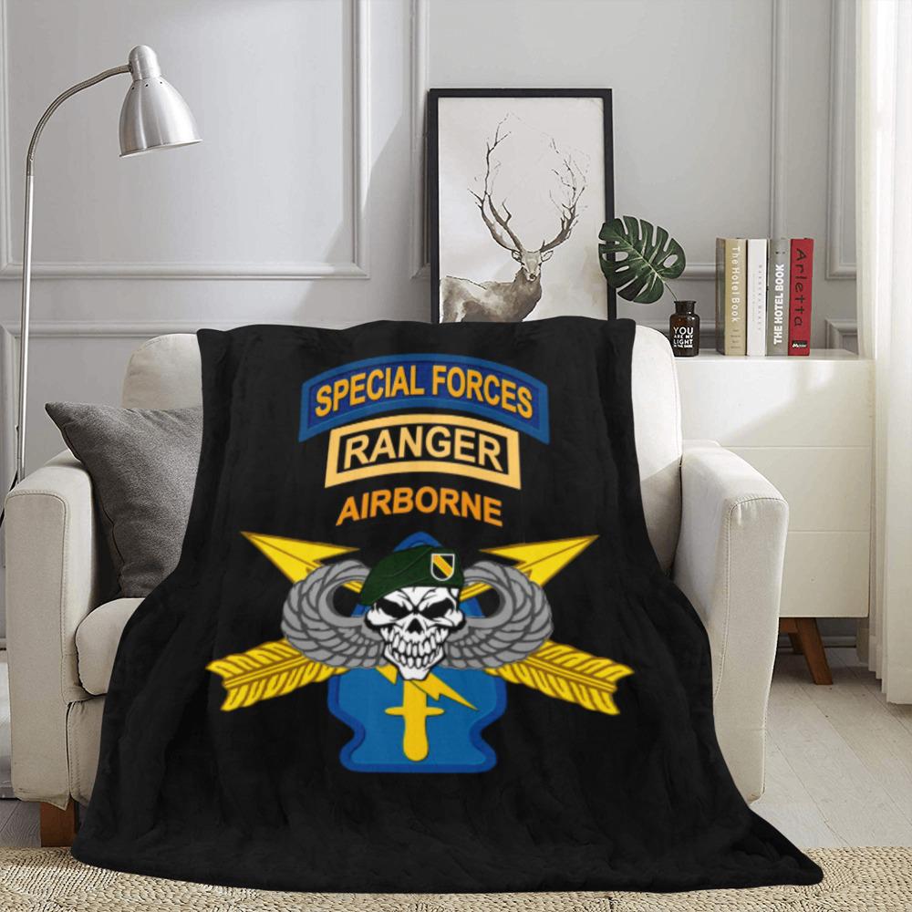 Custom U.S. Army Airborne Ranger Flannel Fleece 60X80 Inch Monogram Blanket
