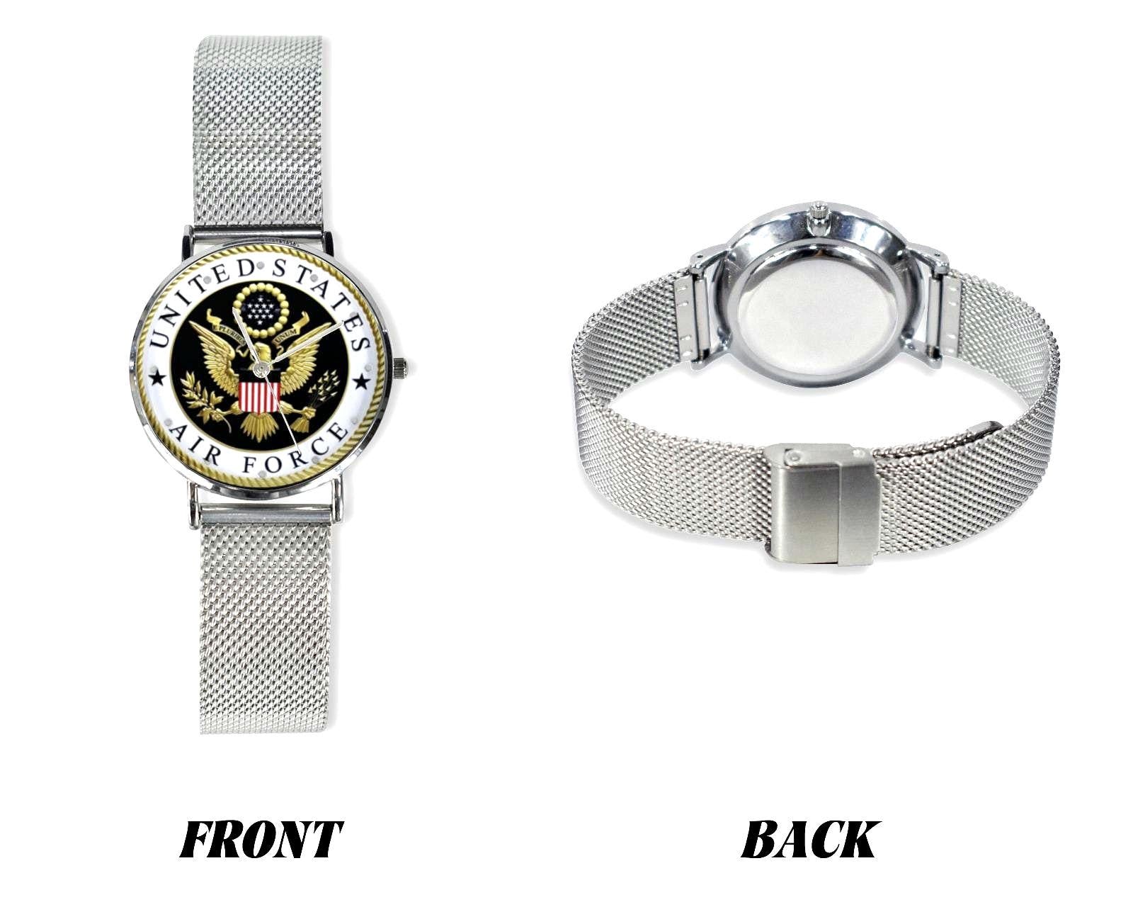 Men's U.S. Air Force Custom 40MM All Stainless Steel Monogram Quartz Watch