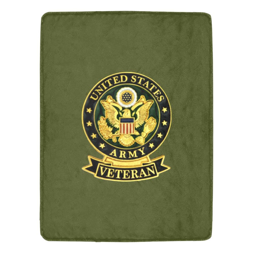 Custom Monogram U.S. Army Veteran 60X80 Flannel Fleece Blanket