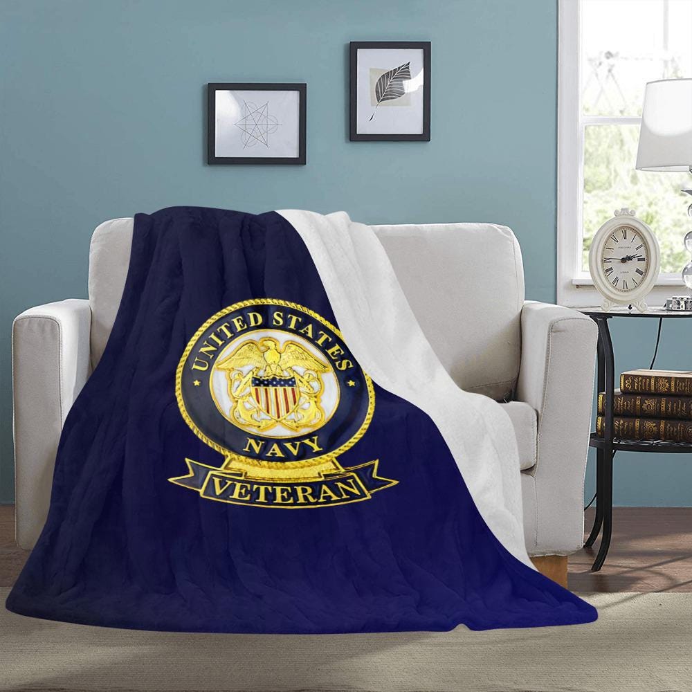 Custom United States Navy Veteran 60X80 Inch Flannel Fleece Monogram Blanket